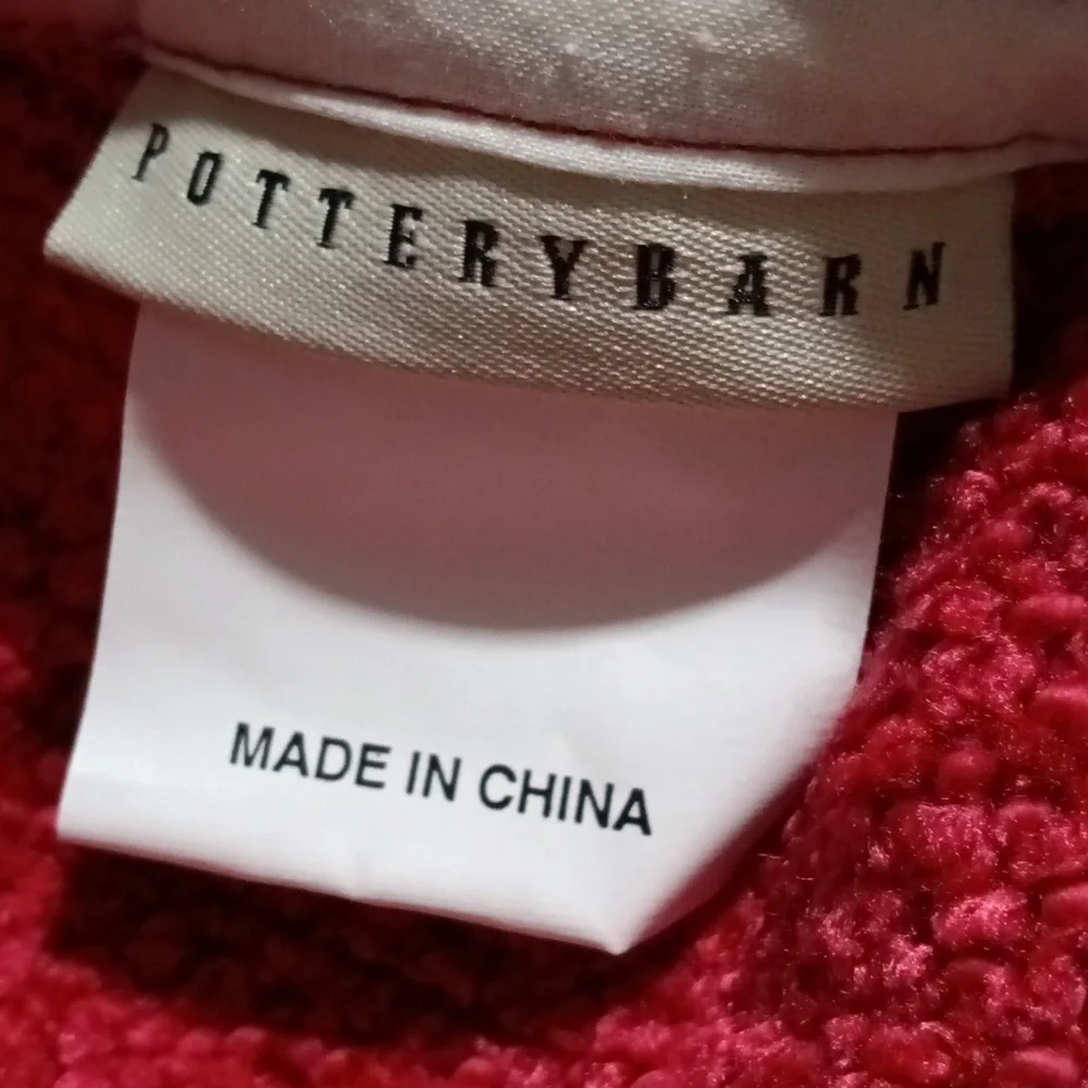 NEW Pottery Barn Chenille Knit Pillow Cranberry 18 x 18